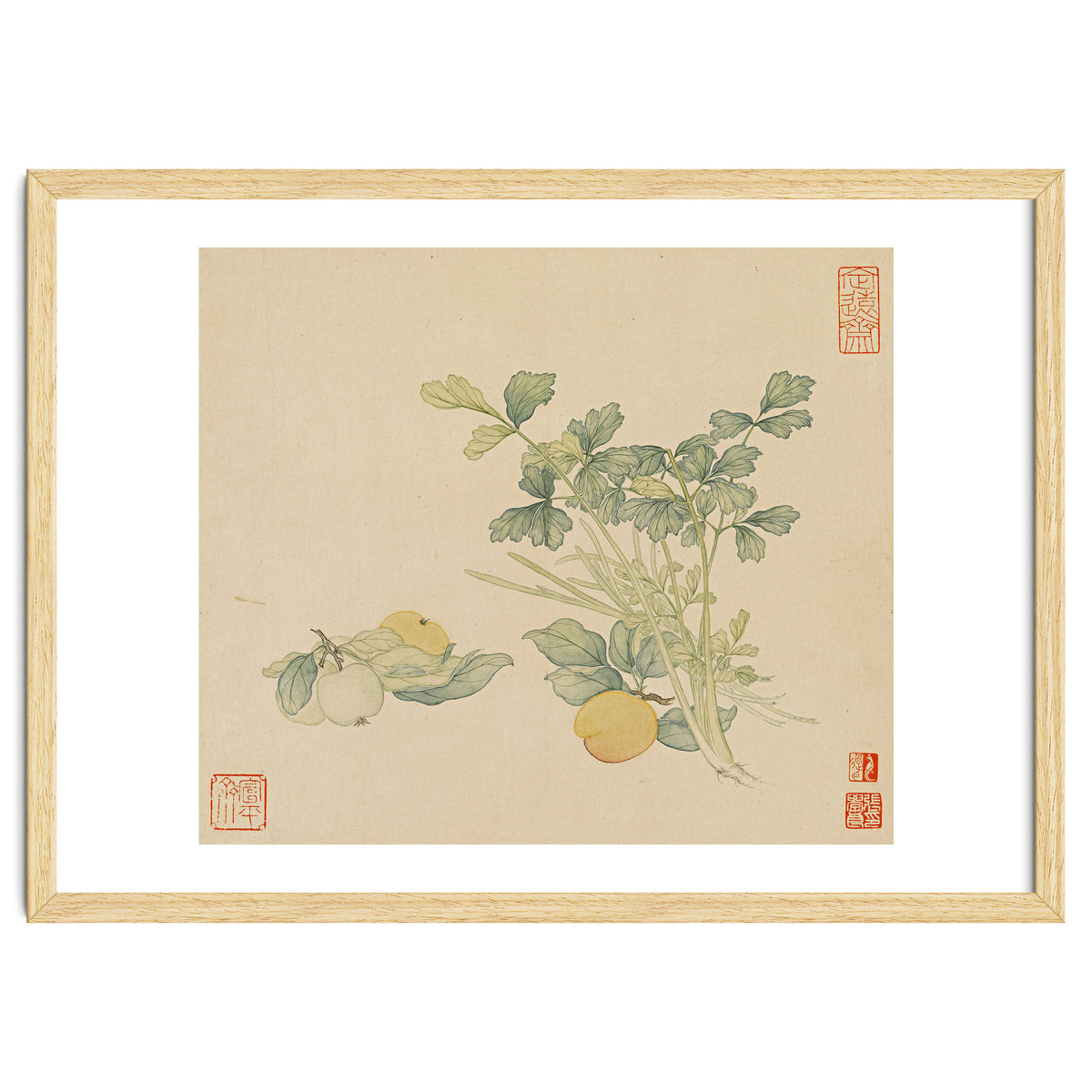 Wang Chengyu~flowers And Vegetables, Vegetables, Fruits, Plums, Apricots, Celery