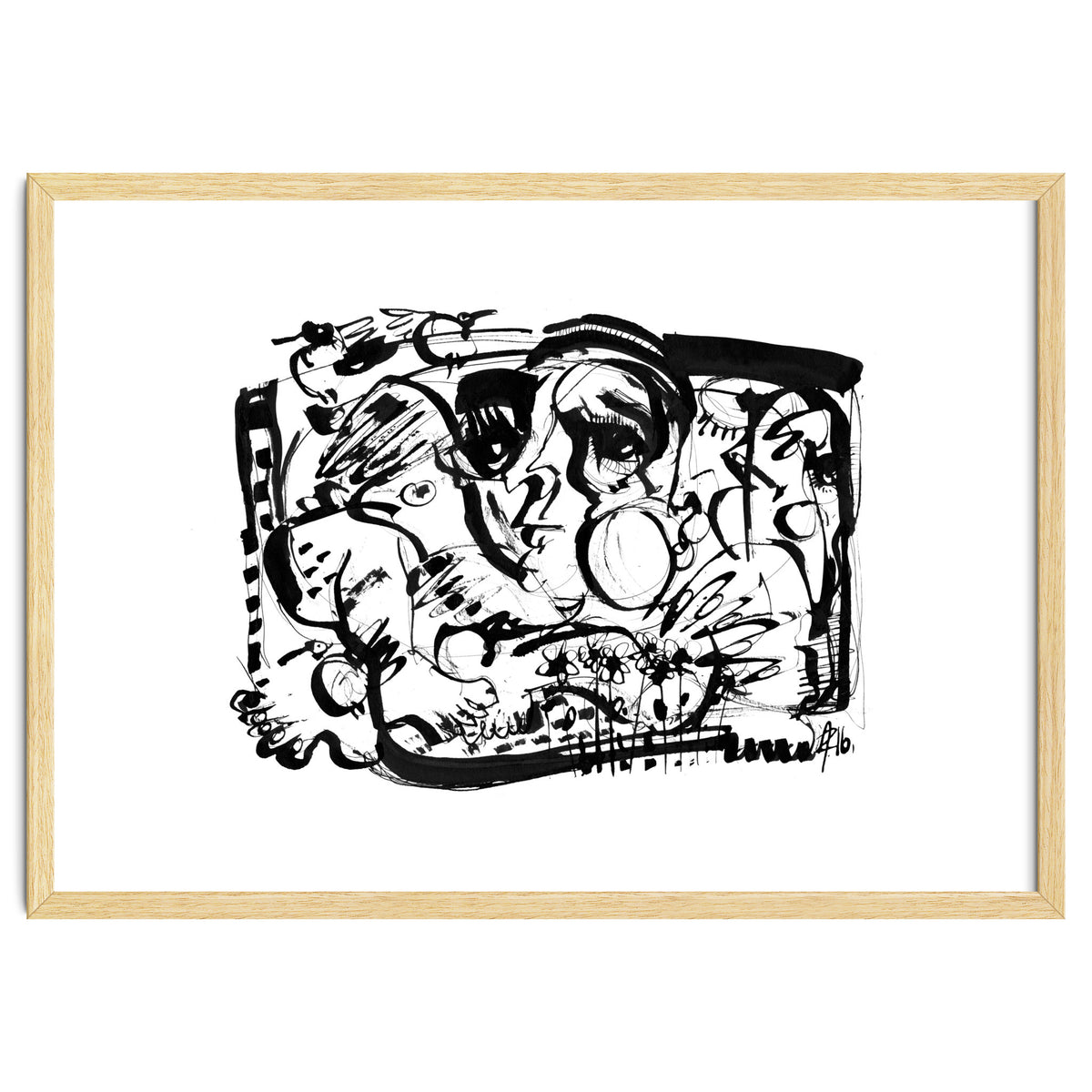 Birds and Flowers - b&w