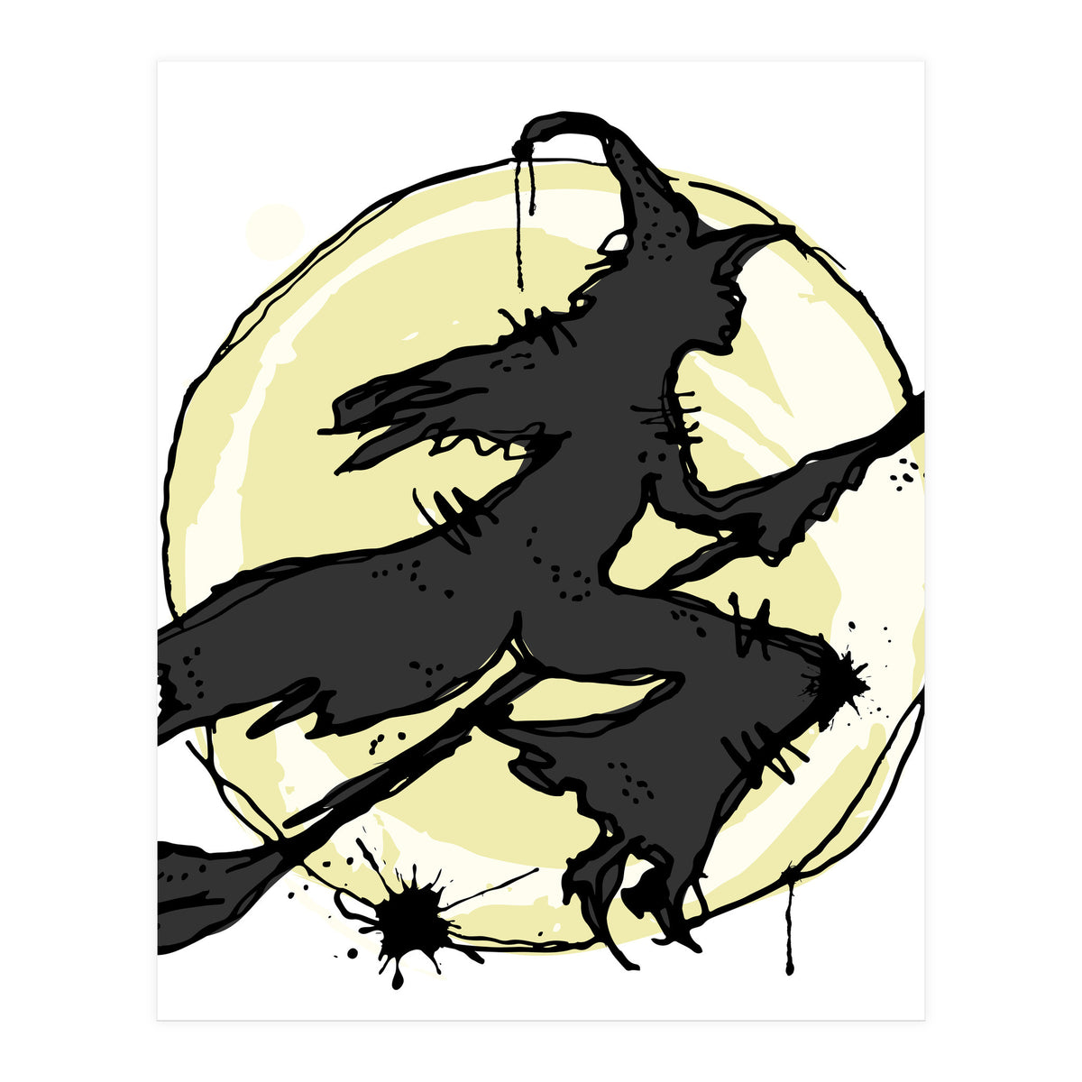 Witch on her broom sketch (Print Only)