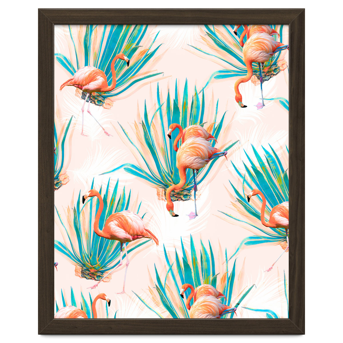 Anaglyph Flamingos with cactus