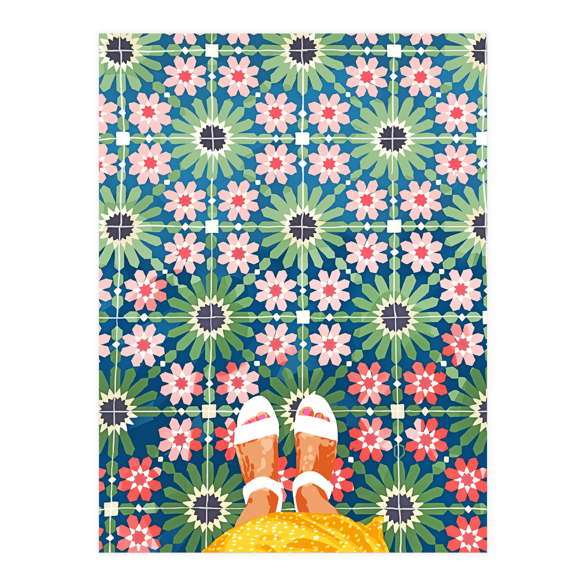 For The Love of Tiles | Moroccan Modern Bohemian Décor | Exotic Travel Watercolor Painting (Print Only)