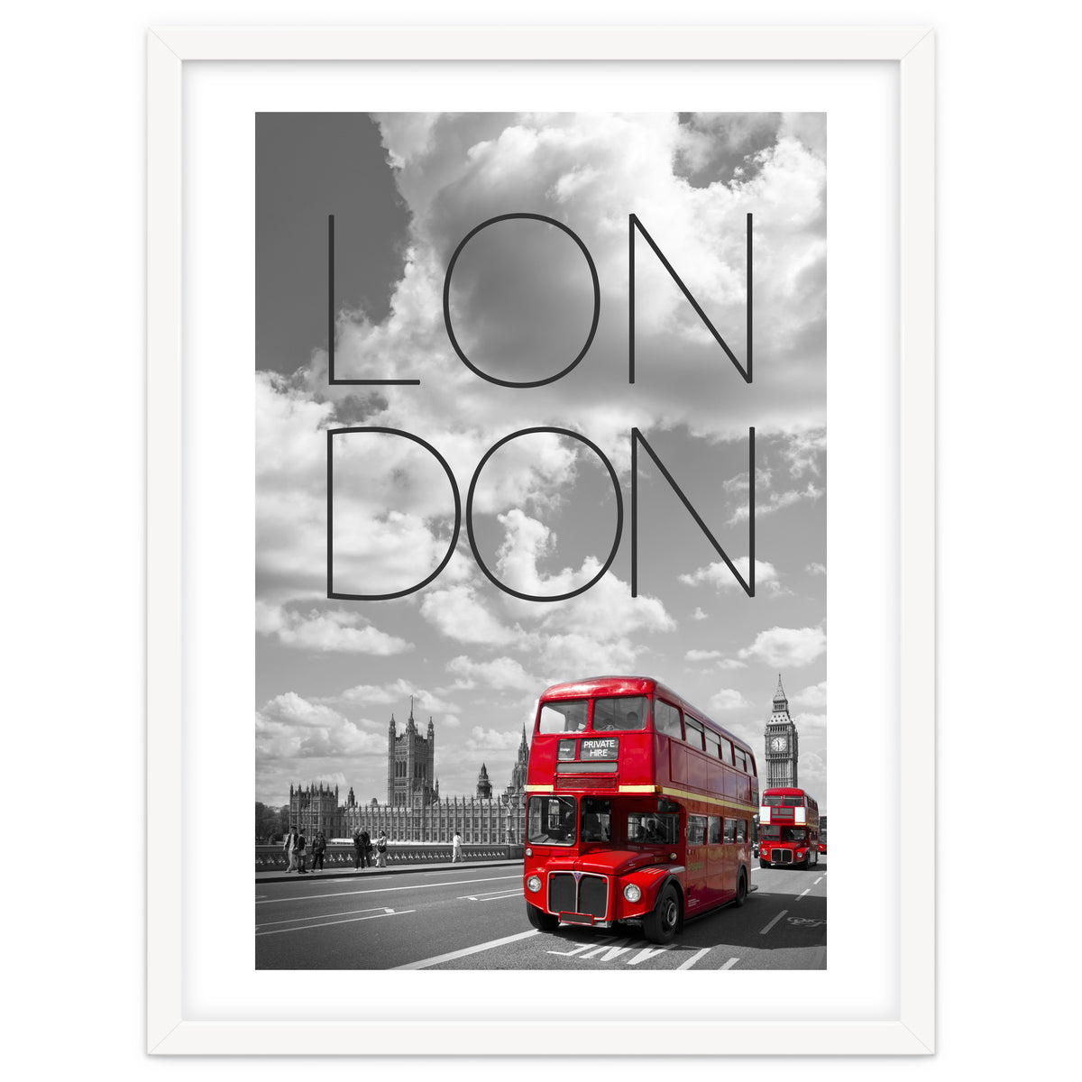 Red Buses in London | Text & Skyline