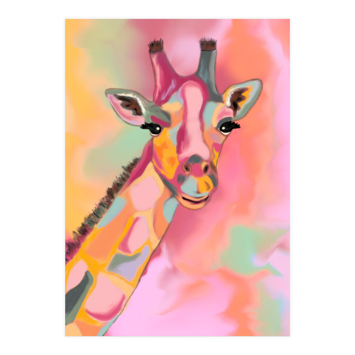 Giraffe Reaching the Rainbow (Print Only)
