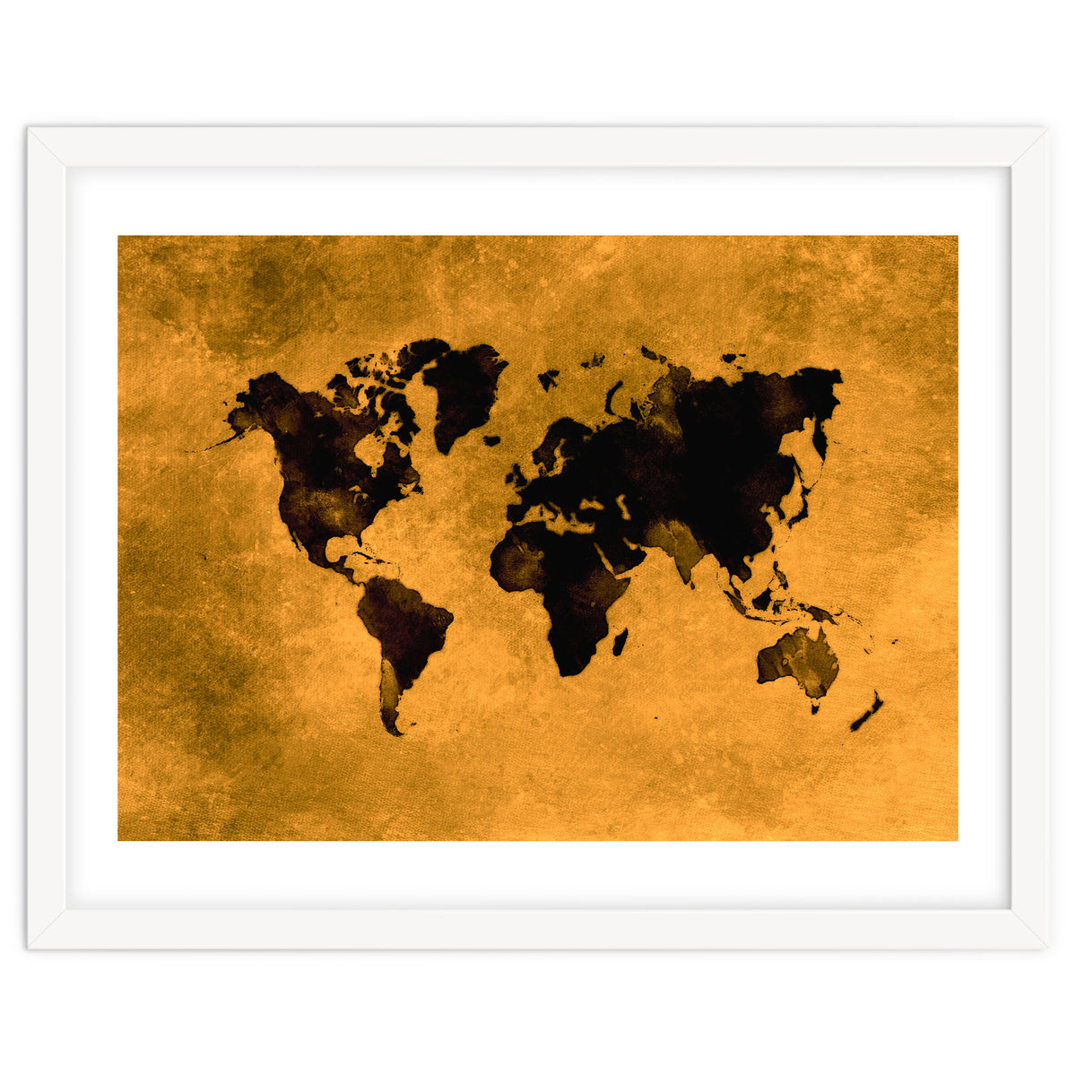 World Map black and yellow digital art