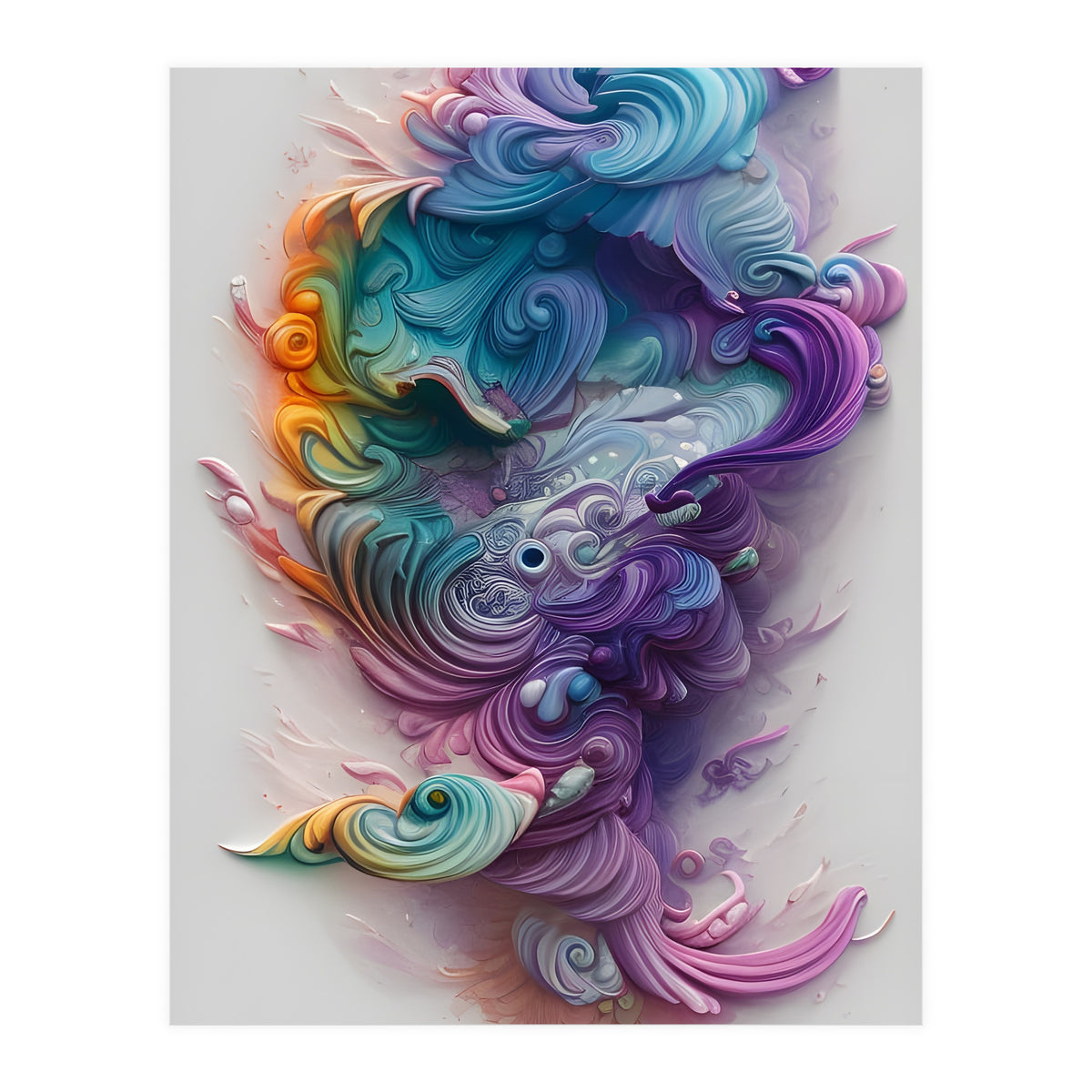 Wavy Rainbow Pastels AI Art (Print Only)