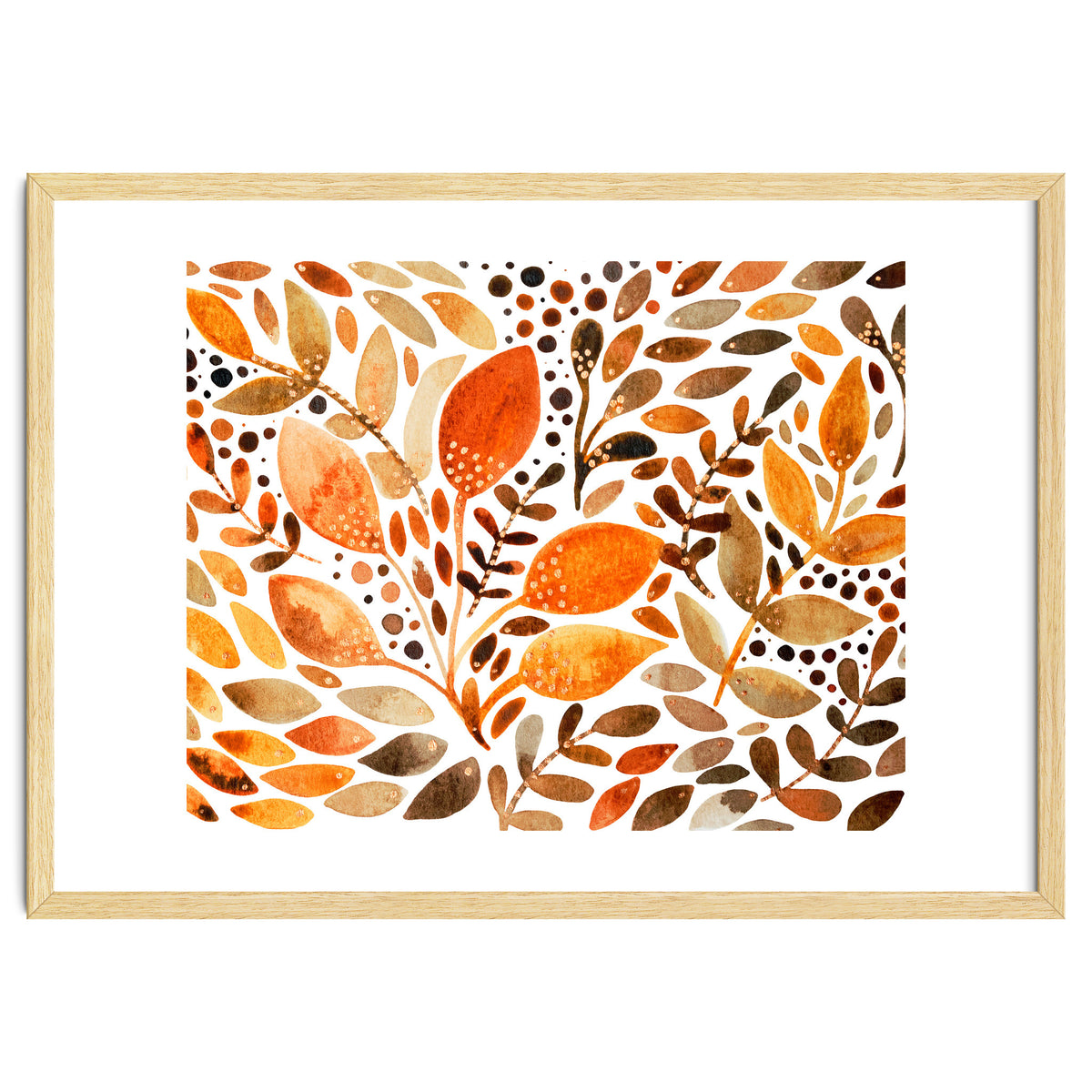 Watercolor modern foliage - autumn palette