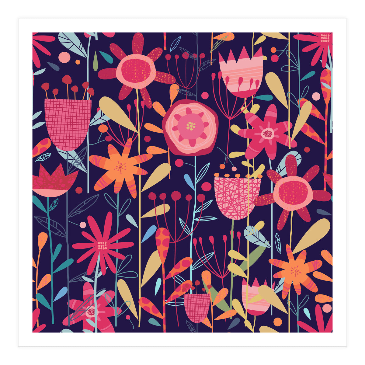 Wild Weeds And Flowers Dark (Print Only)