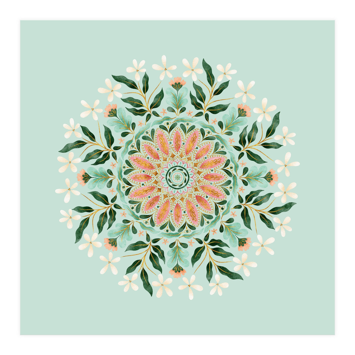 Floral Mandala | Mint Green (Print Only)
