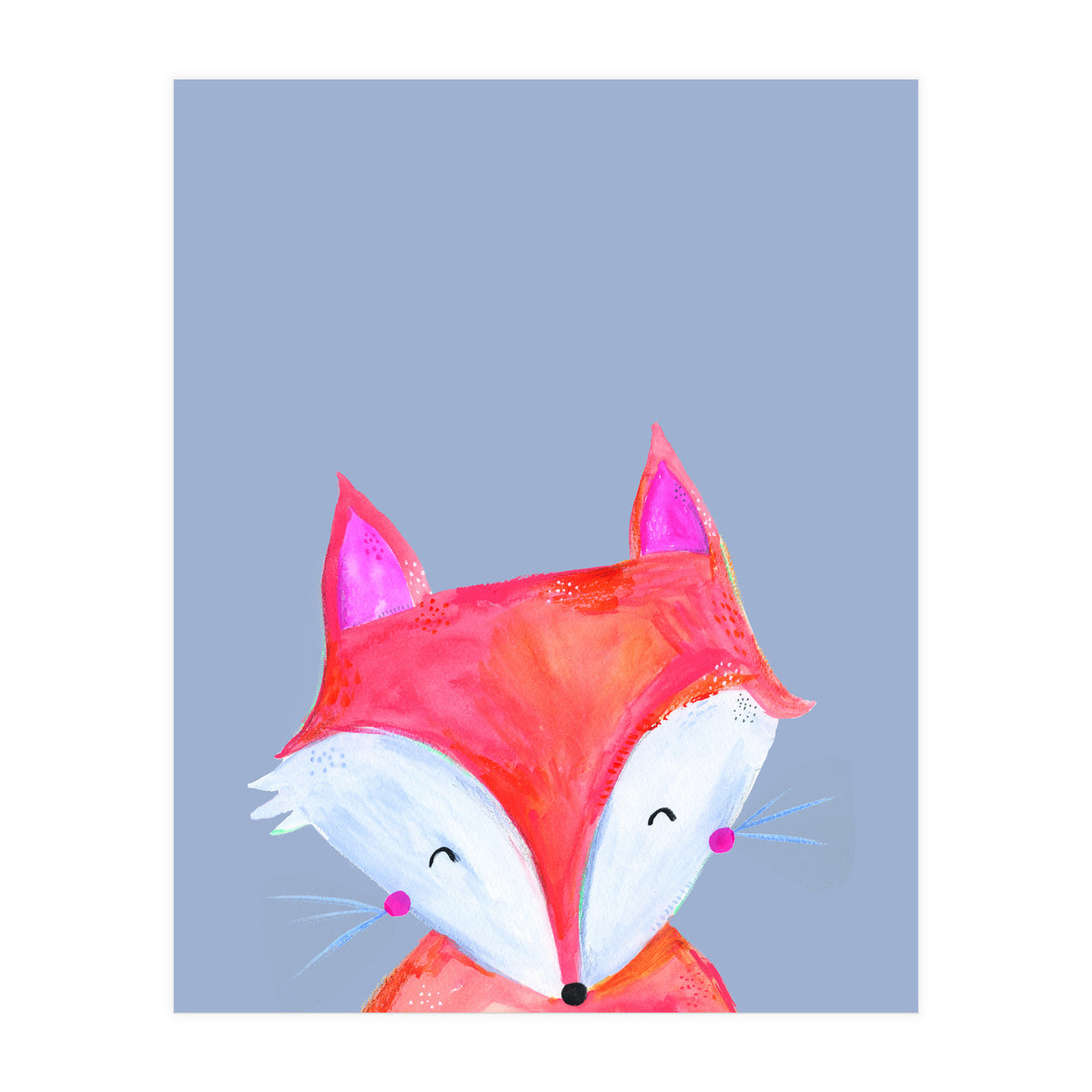 Woodland Fox On Grey (Print Only)