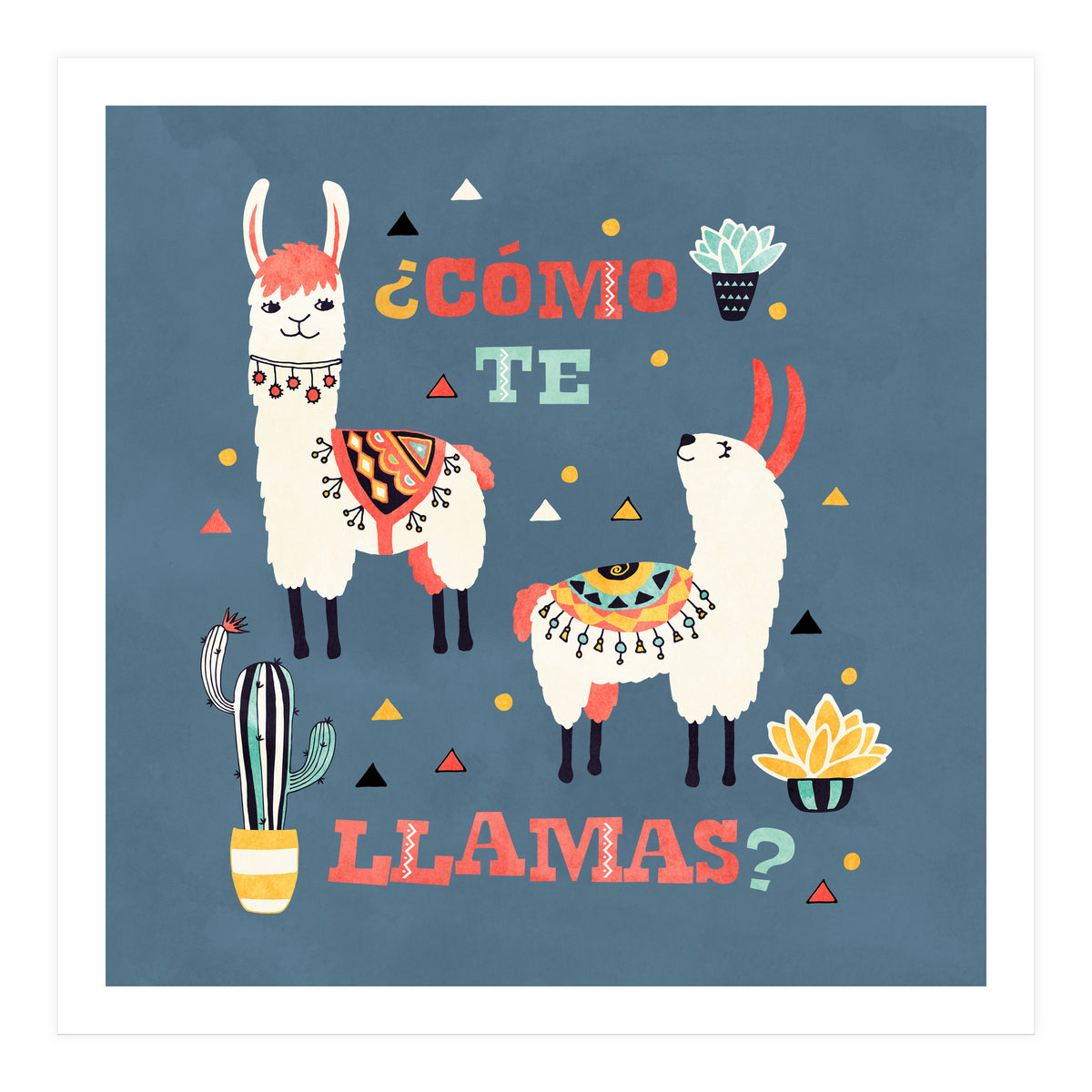Llama With Cactus Como Te Llamas Spanish Saying 1 (Print Only)