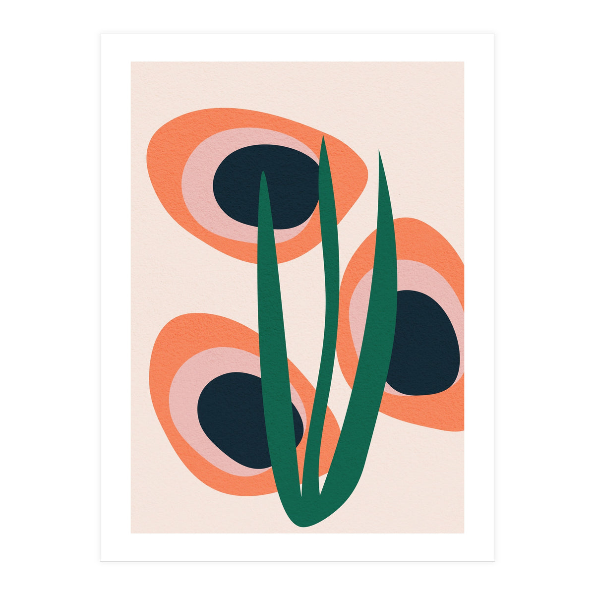 Abstract Mid Century Modern Scandinavian Leaf II (Print Only)