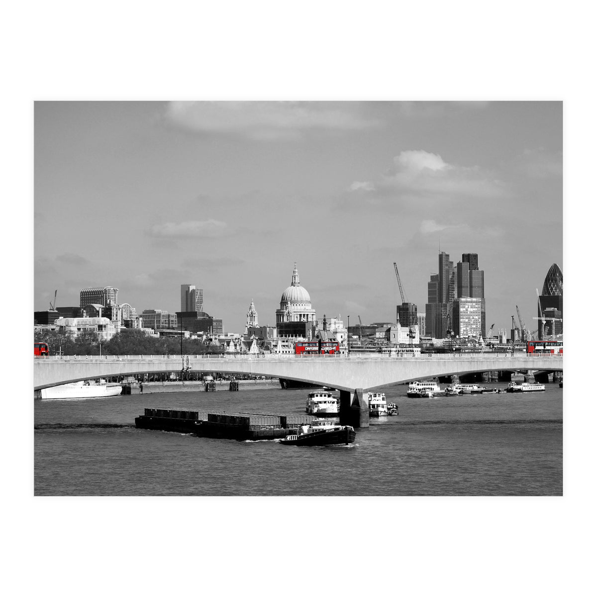Red Buses London Thames (Print Only)