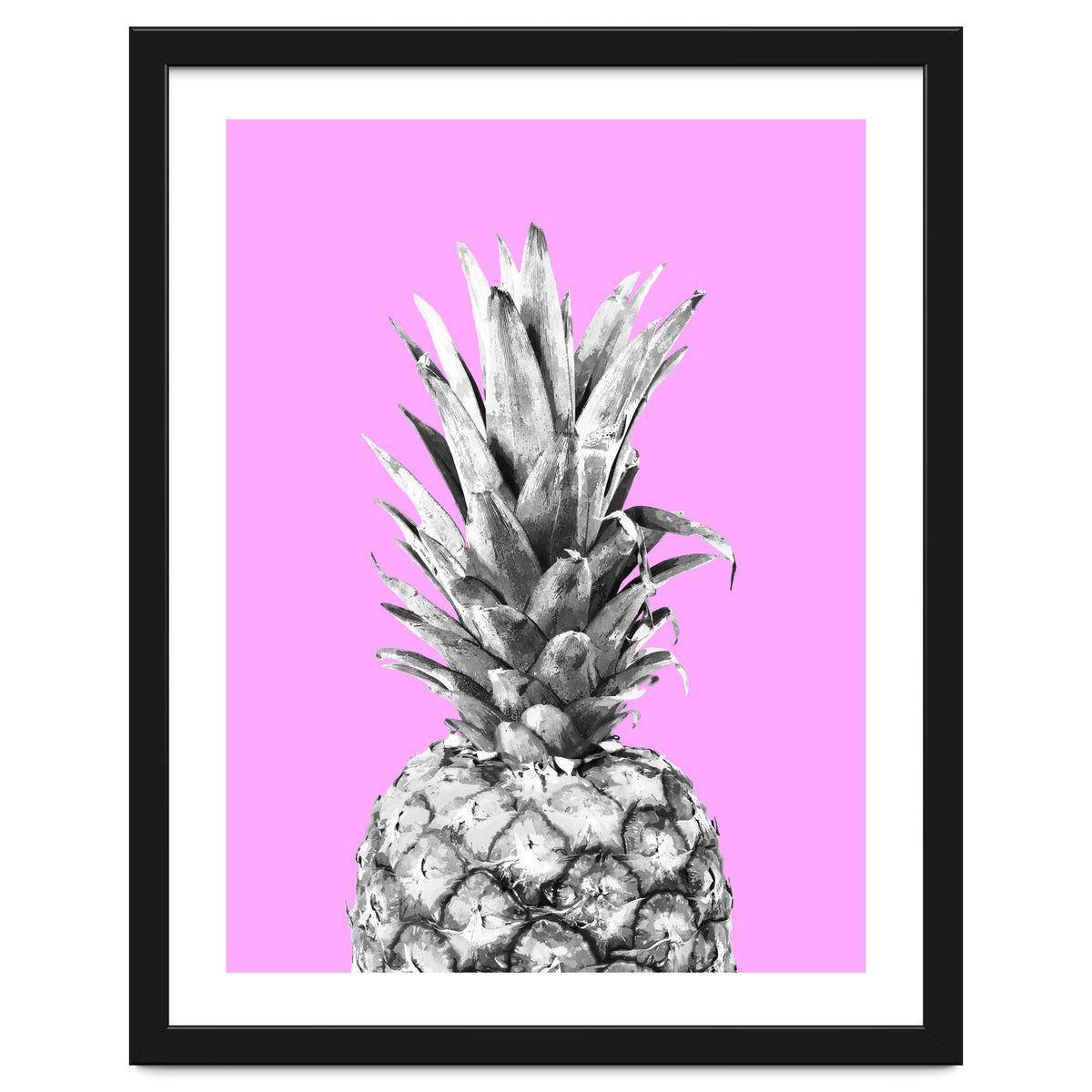 Black and White Pineapple Pink Background