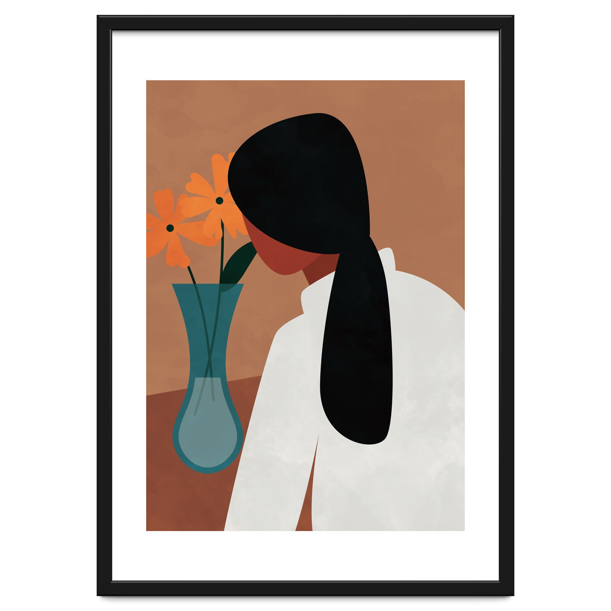 Modern Boho Woman with Flowers