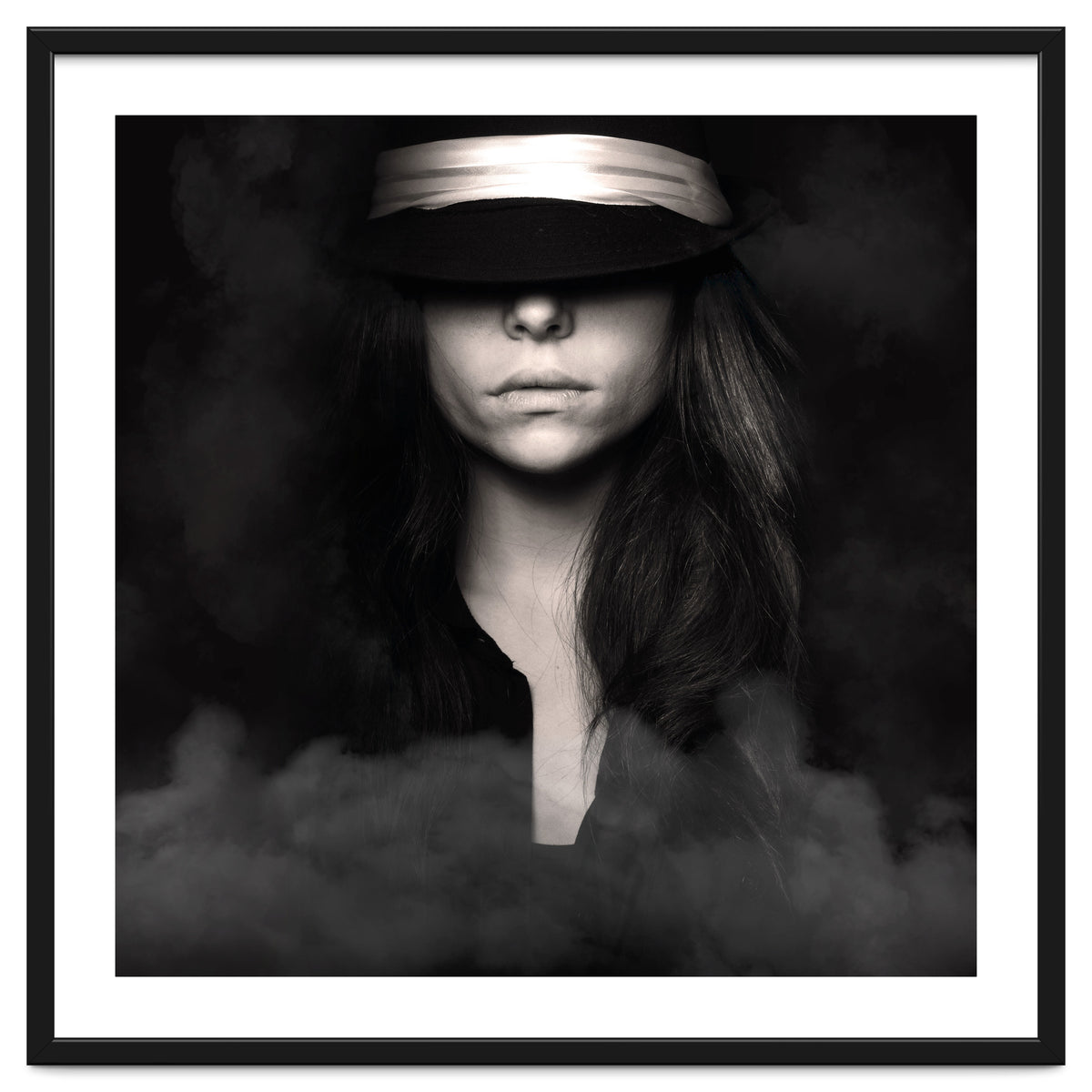 woman in black and white