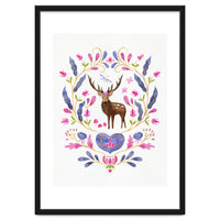 Floral Stag | Pink And Blue