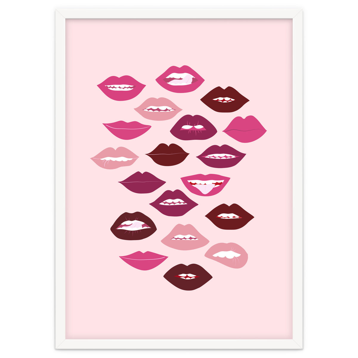 Lips Dark on Pink Background
