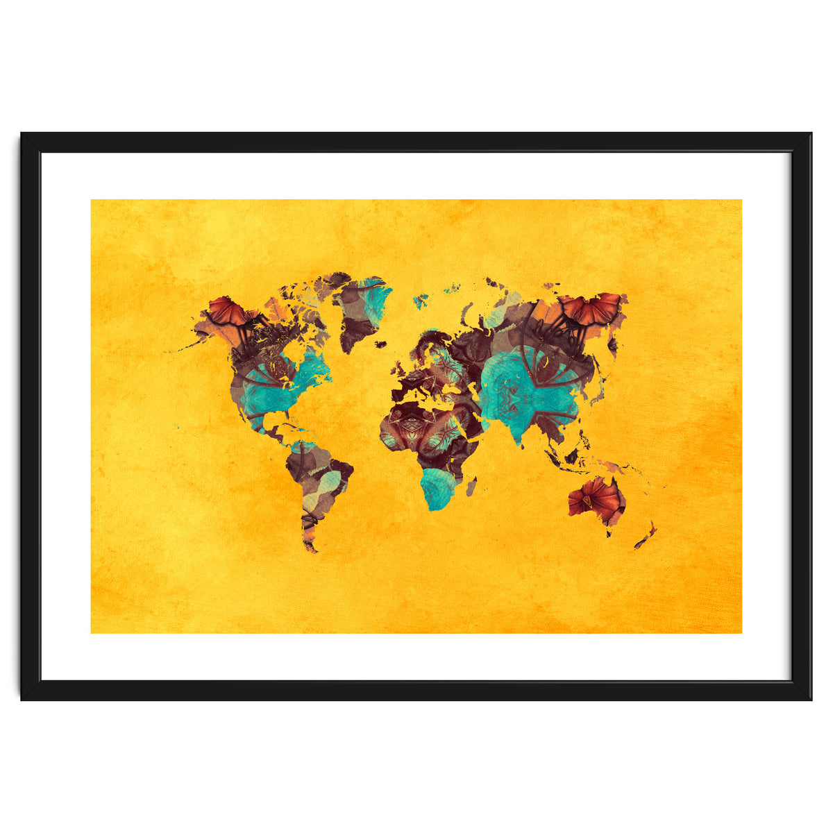 world map yellow art