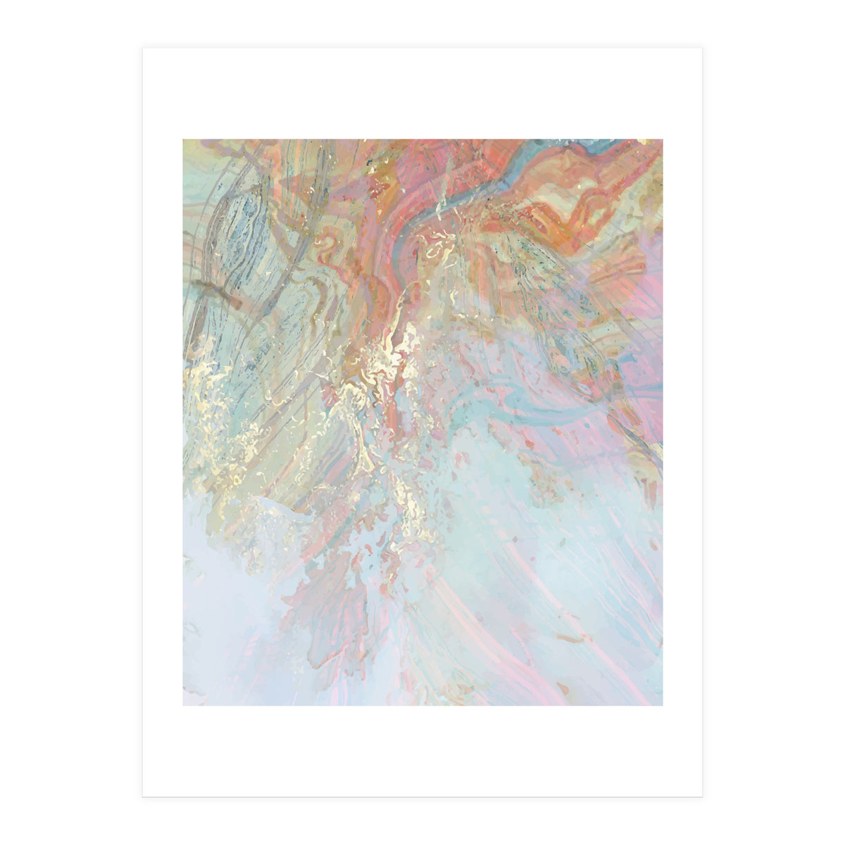 Marble Luxe, Abstract Nature Bohemian Texture, Blush Gold Scandanavian Pastel Neutral (Print Only)