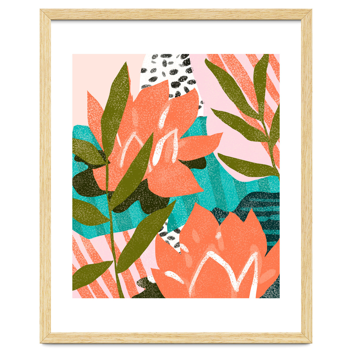 Forever in My Garden | Abstract Botanical Nature Plants Floral Painting | Quirky Modern Contemporary