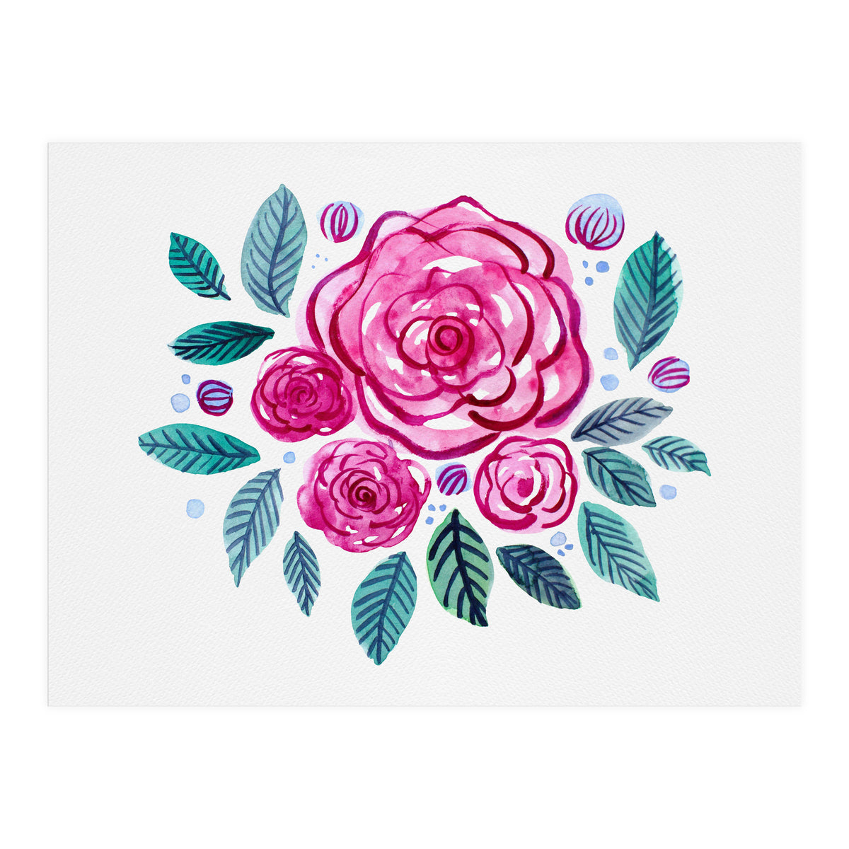 Watercolor rose bouquet (Print Only)