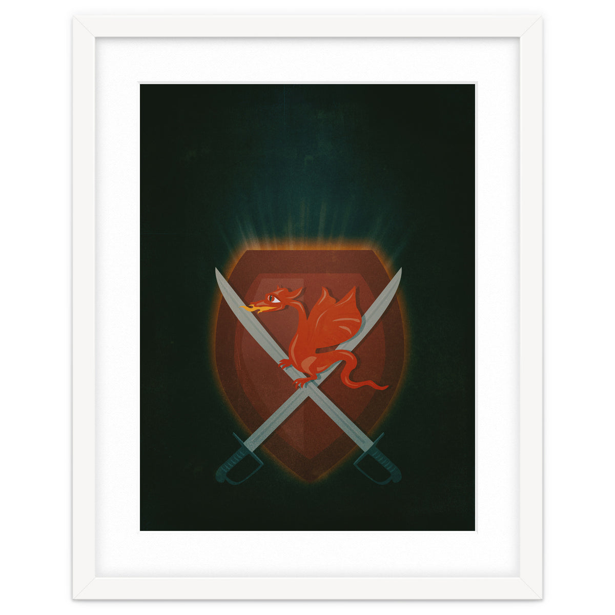 Heraldic dragon and cutlasses