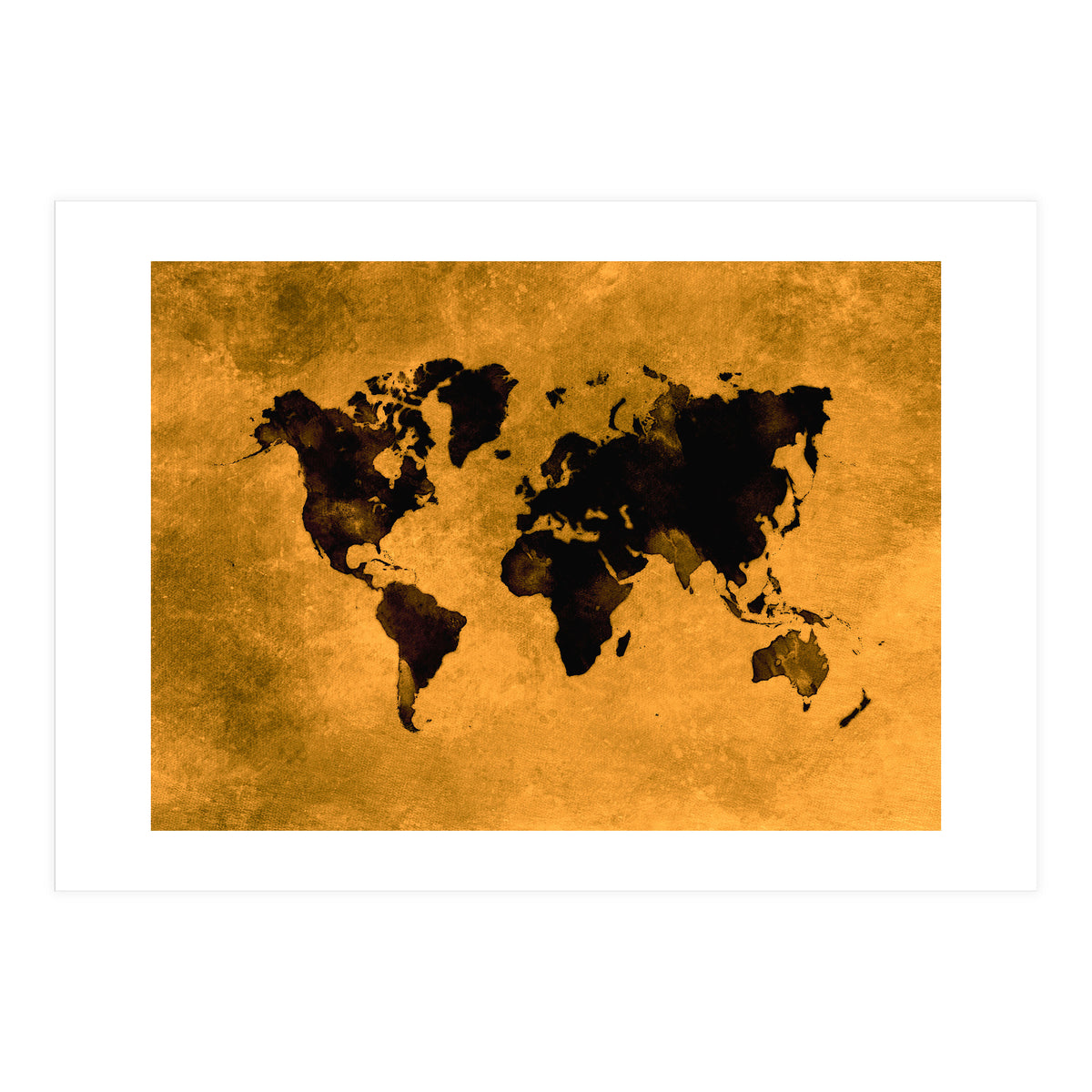 World Map black and yellow digital art (Print Only)