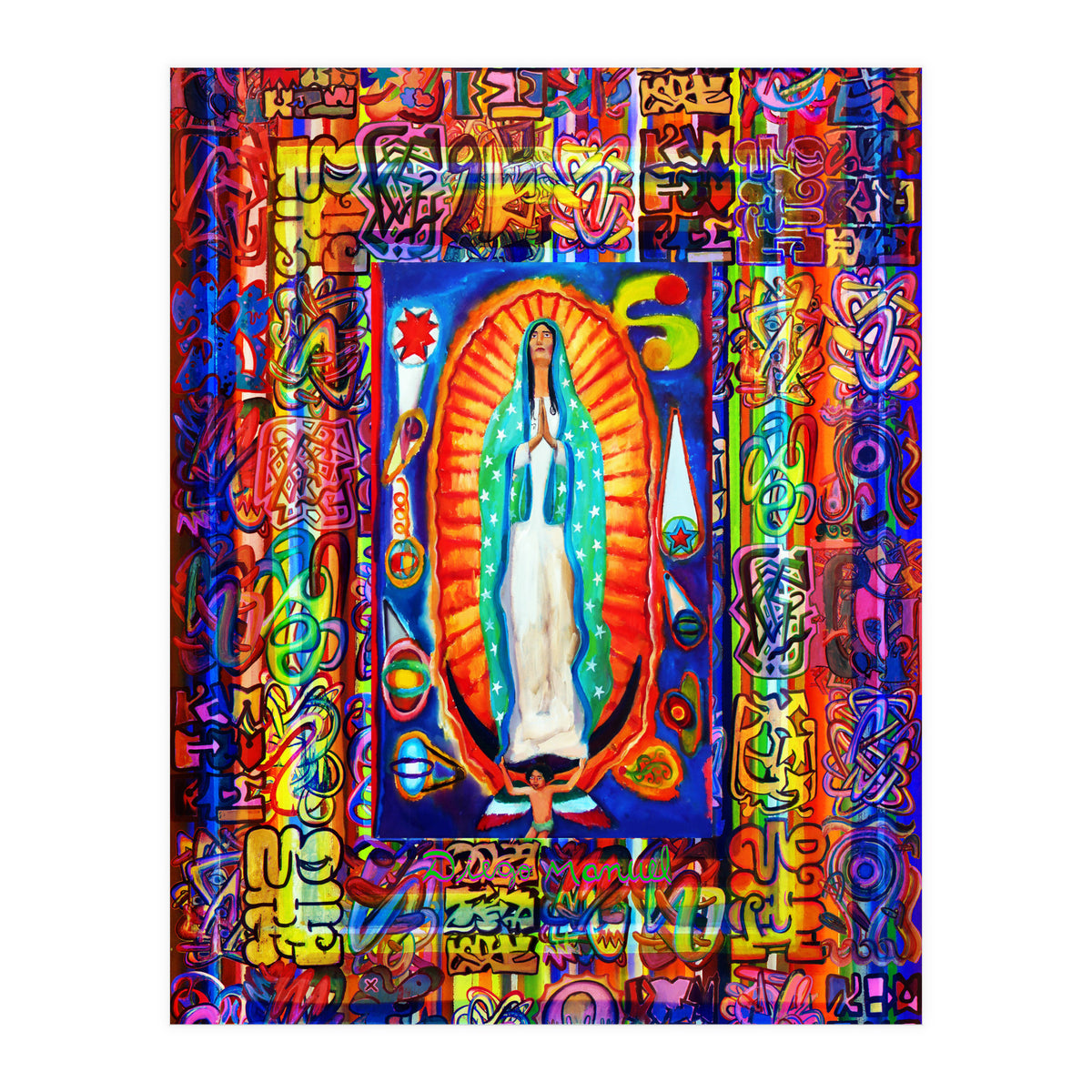 Graffiti Digital 2022 342 and Virgin of Guadalupe (Print Only)