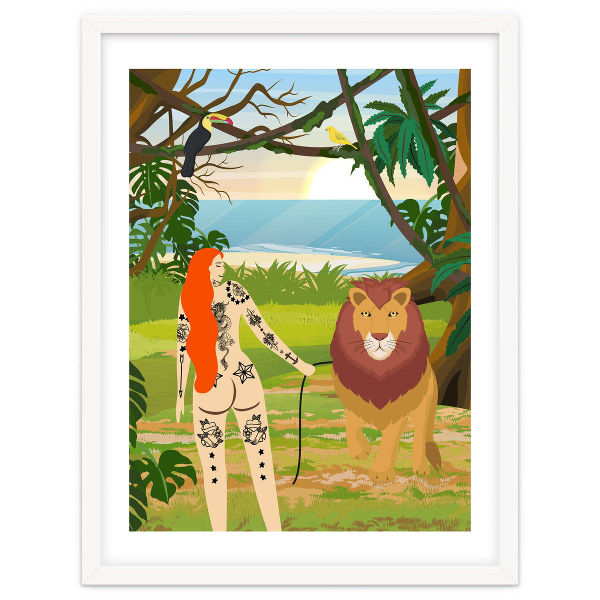 Tattooed Girl with Lion