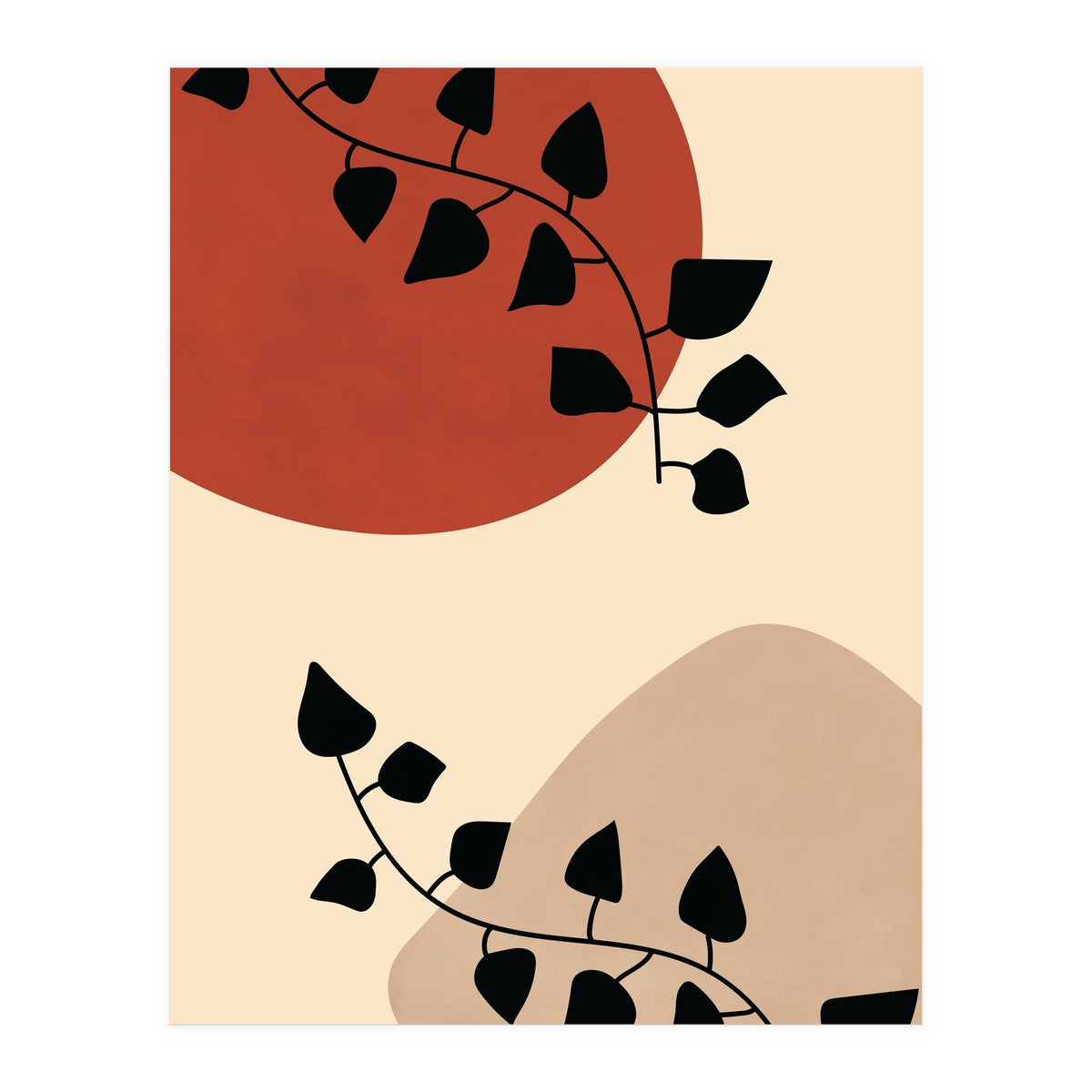 Abstract Boho Botanical Pothos Leaf (Print Only)