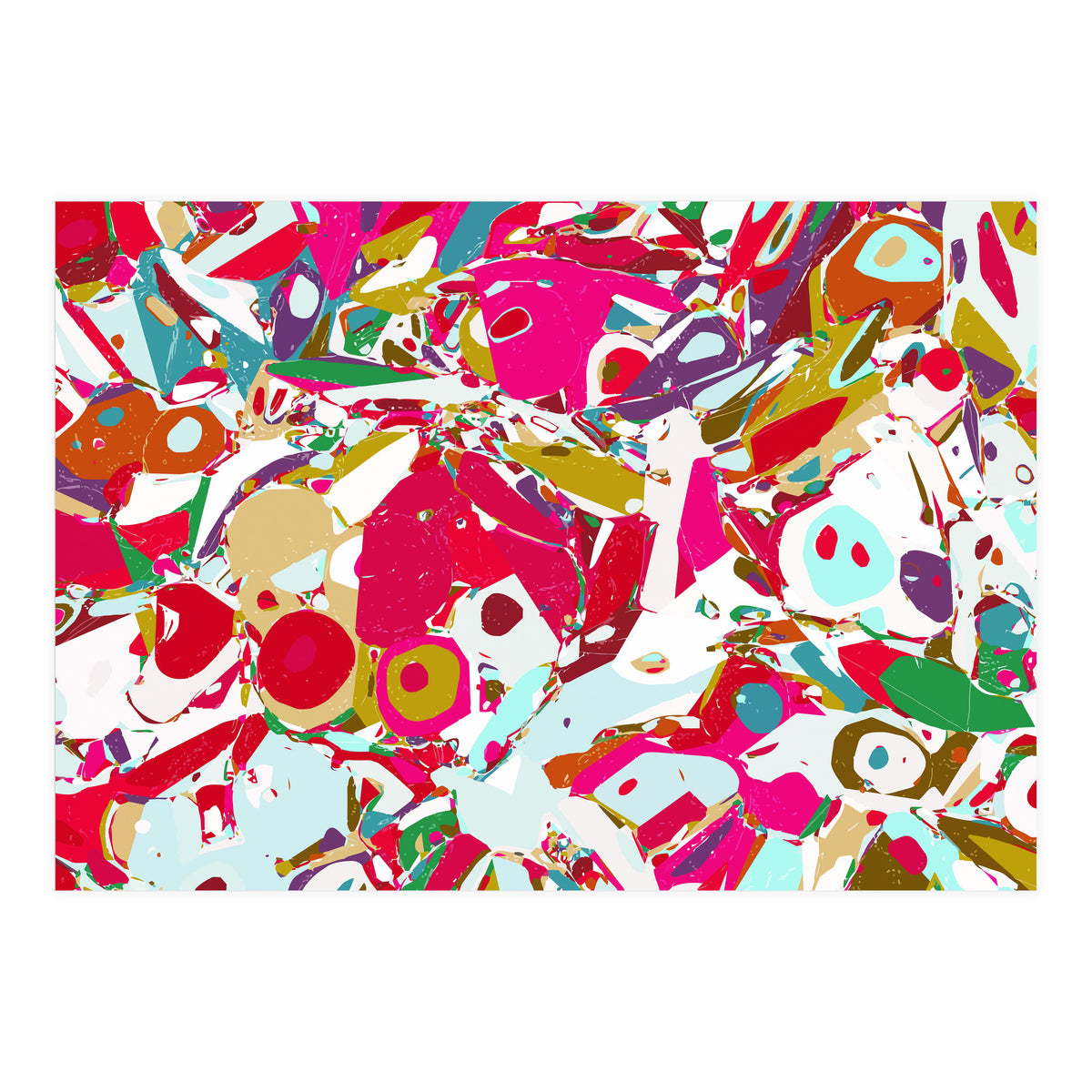 Abstract Emotion, Modern Contemporary Shapes, digital Painting, Eclectic Pop of Color Bohemian Illustration (Print Only)