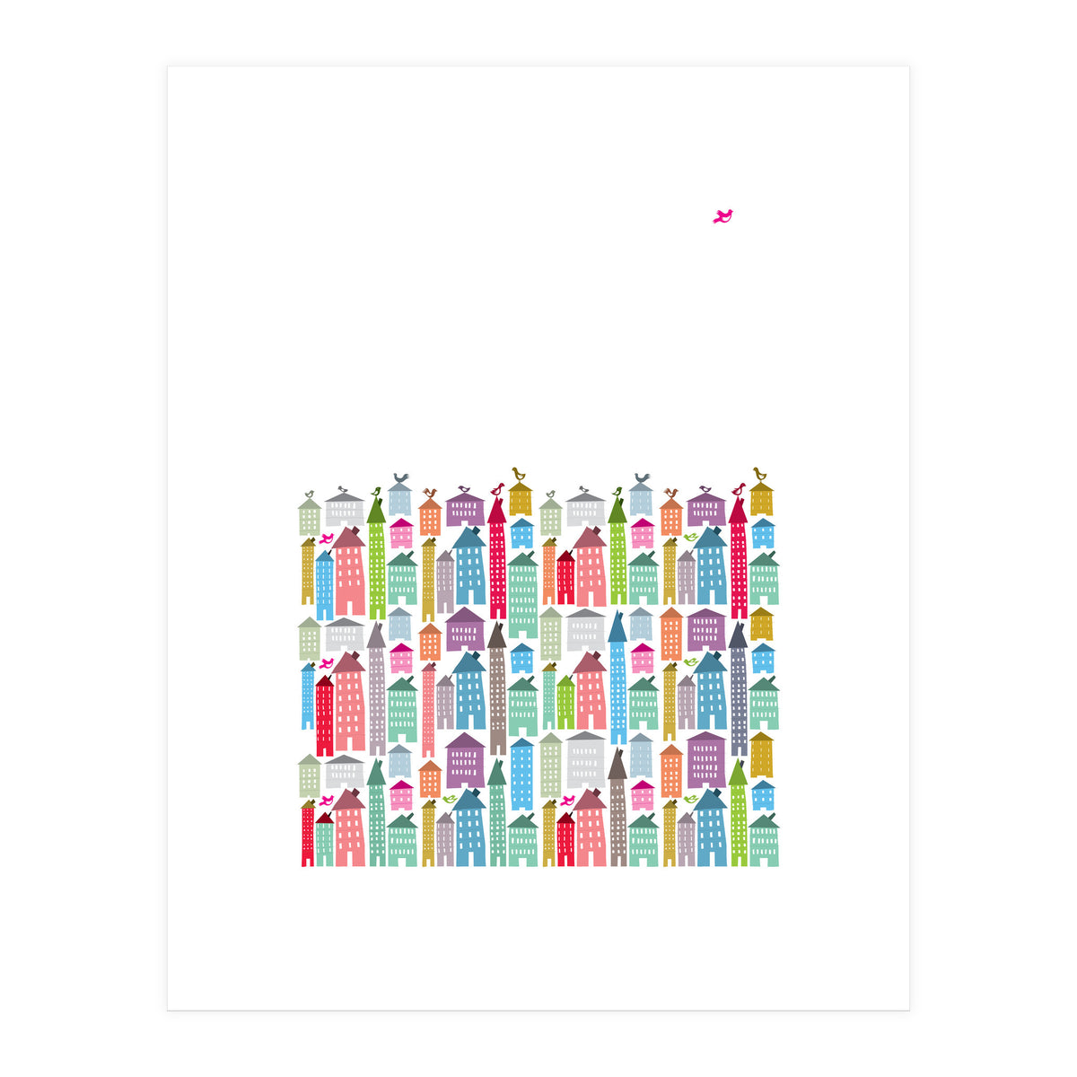 Houses And Birds (Print Only)