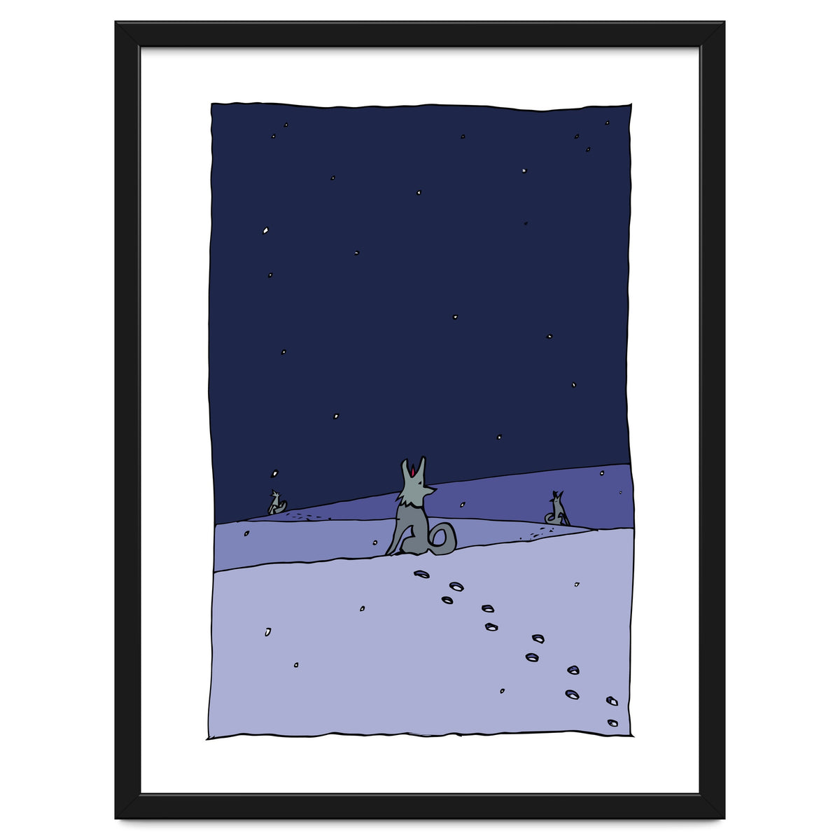 Dogs in Winter Night