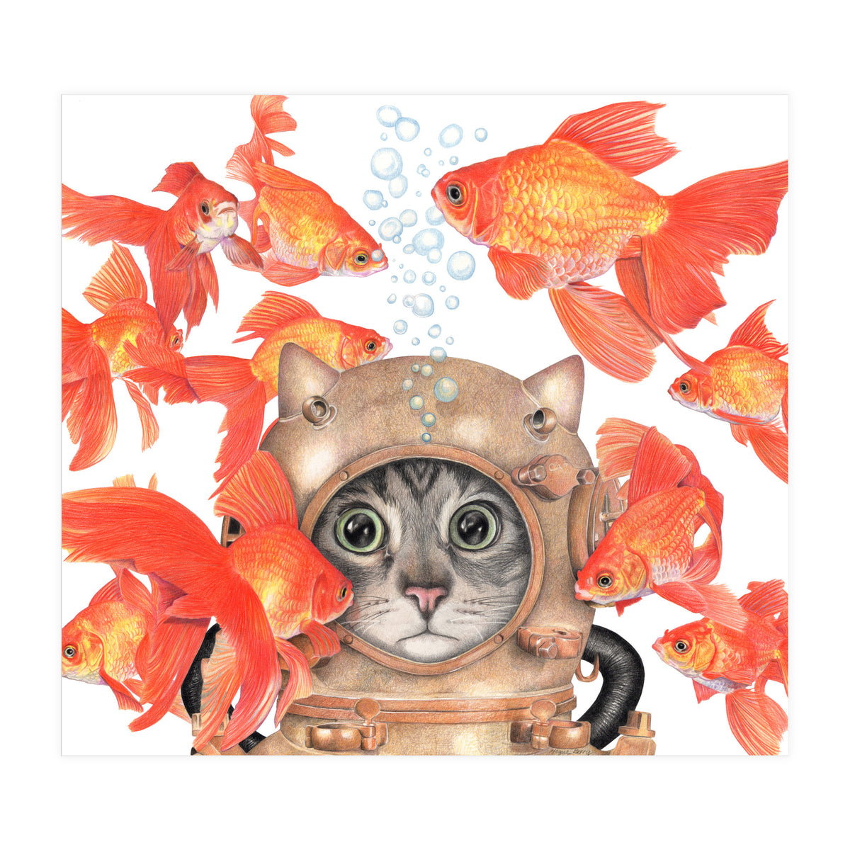 Scuba Cat  (Print Only)