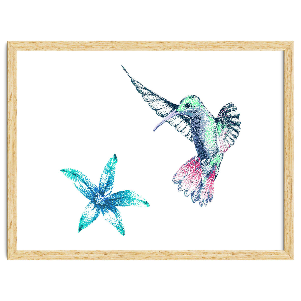 Green Hummingbird And Tropical Flower
