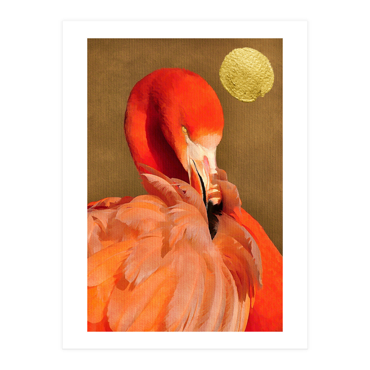 Flamingo With Golden Sun (Print Only)