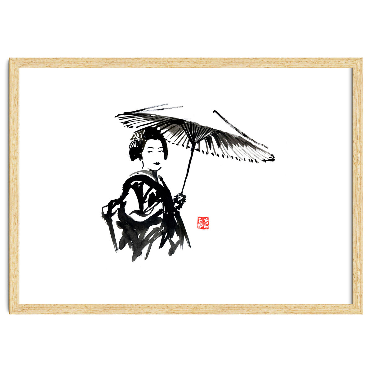 geisha under umbrella