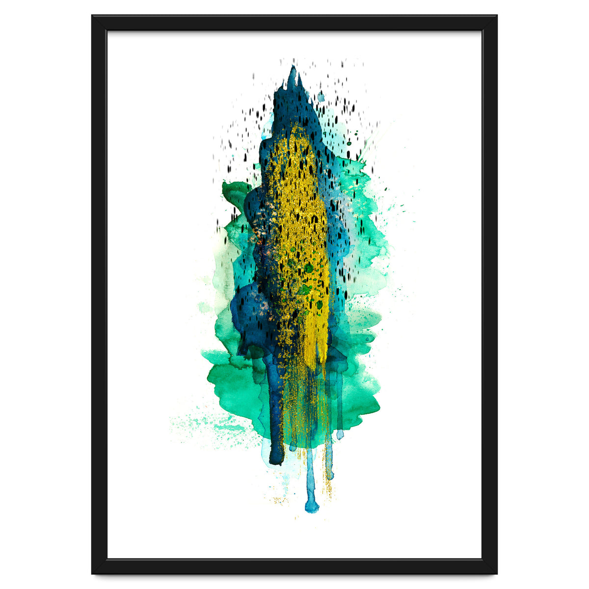 Abstract watercolour peacockgold