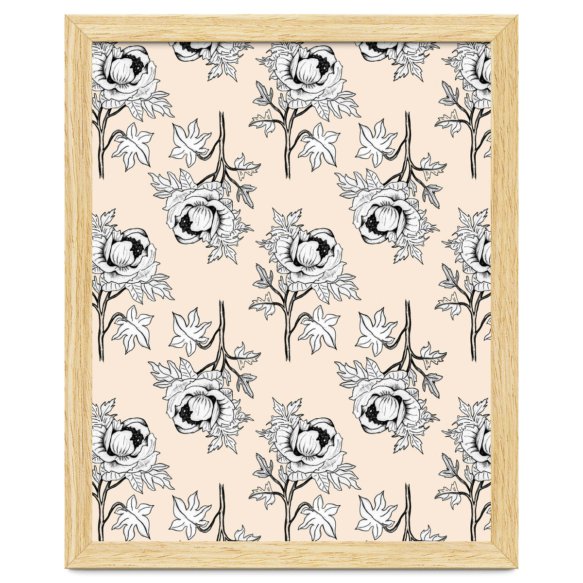 Drawing pattern of roses to pencil on beige