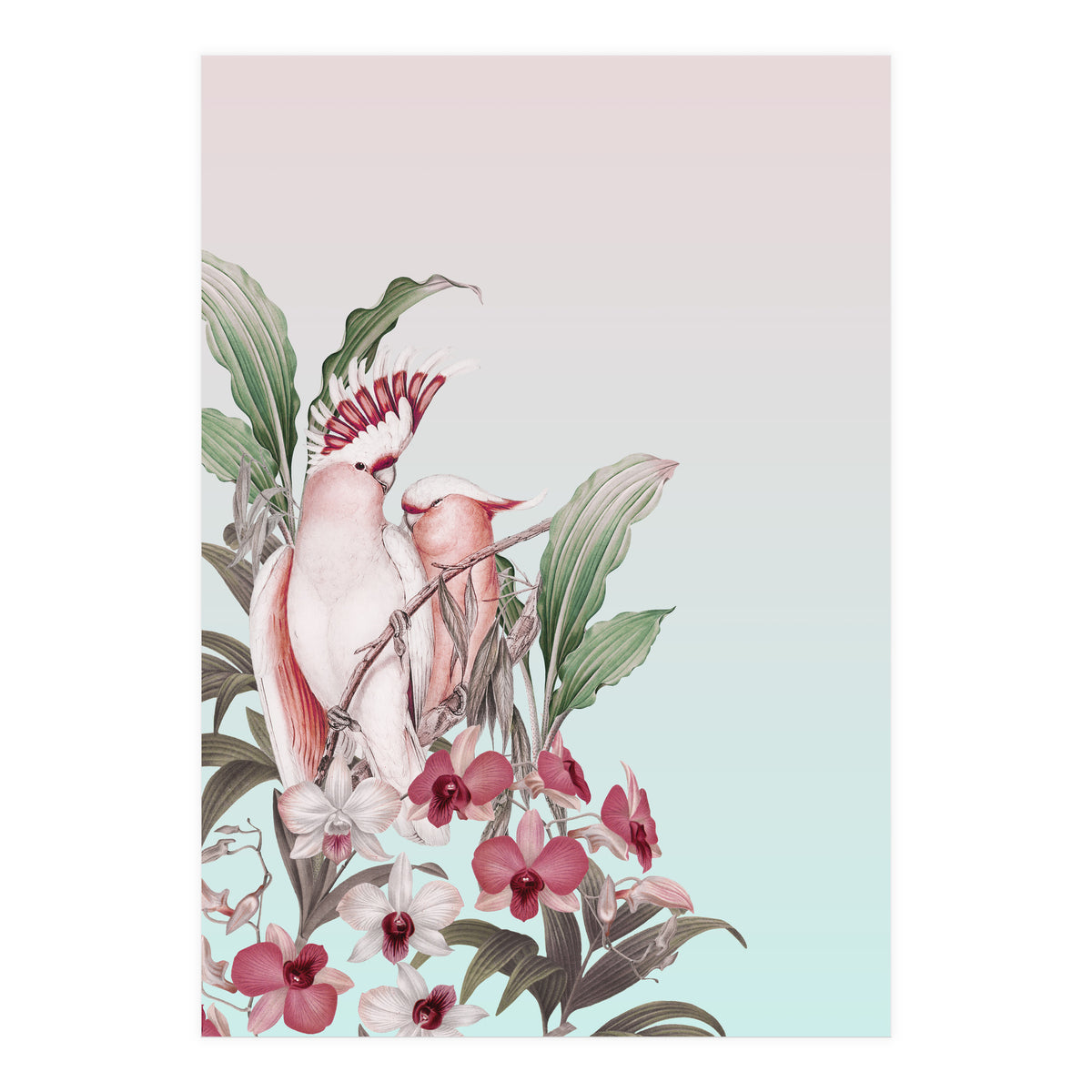 Pastel Cockatoos Paradise (Print Only)