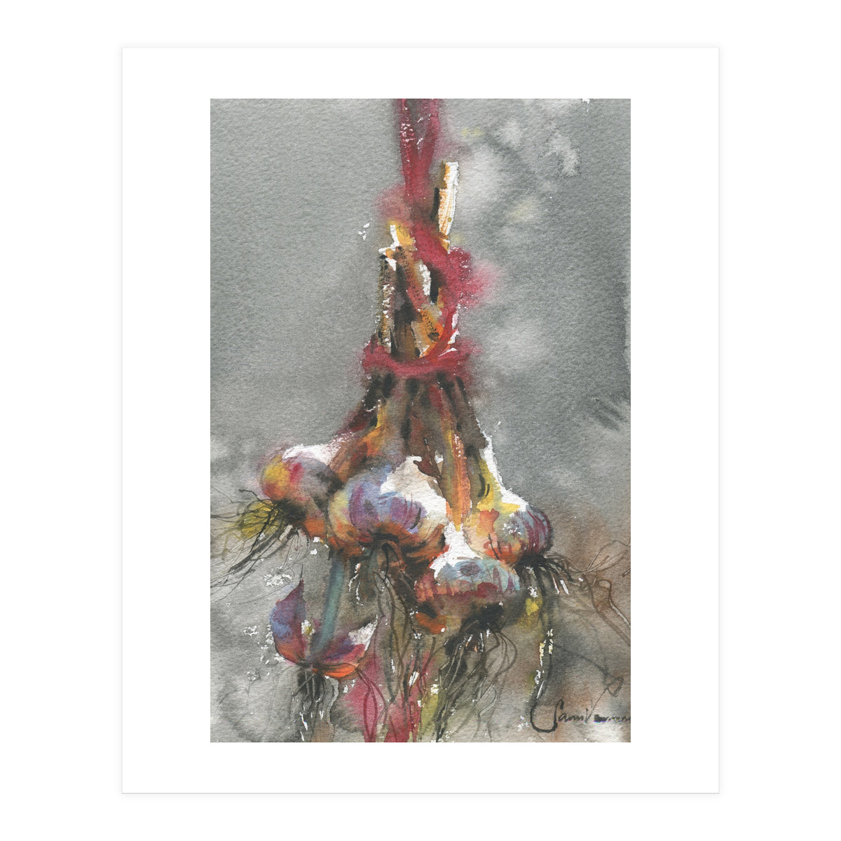 Garlic still life watercolor painting (Print Only)