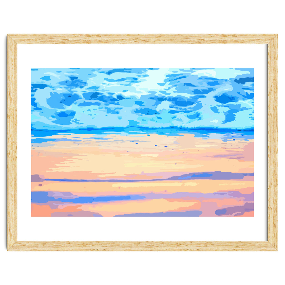 Sunset On The Shore | Beach Pastel Scenic Nature | Sea Ocean Landscape Painting