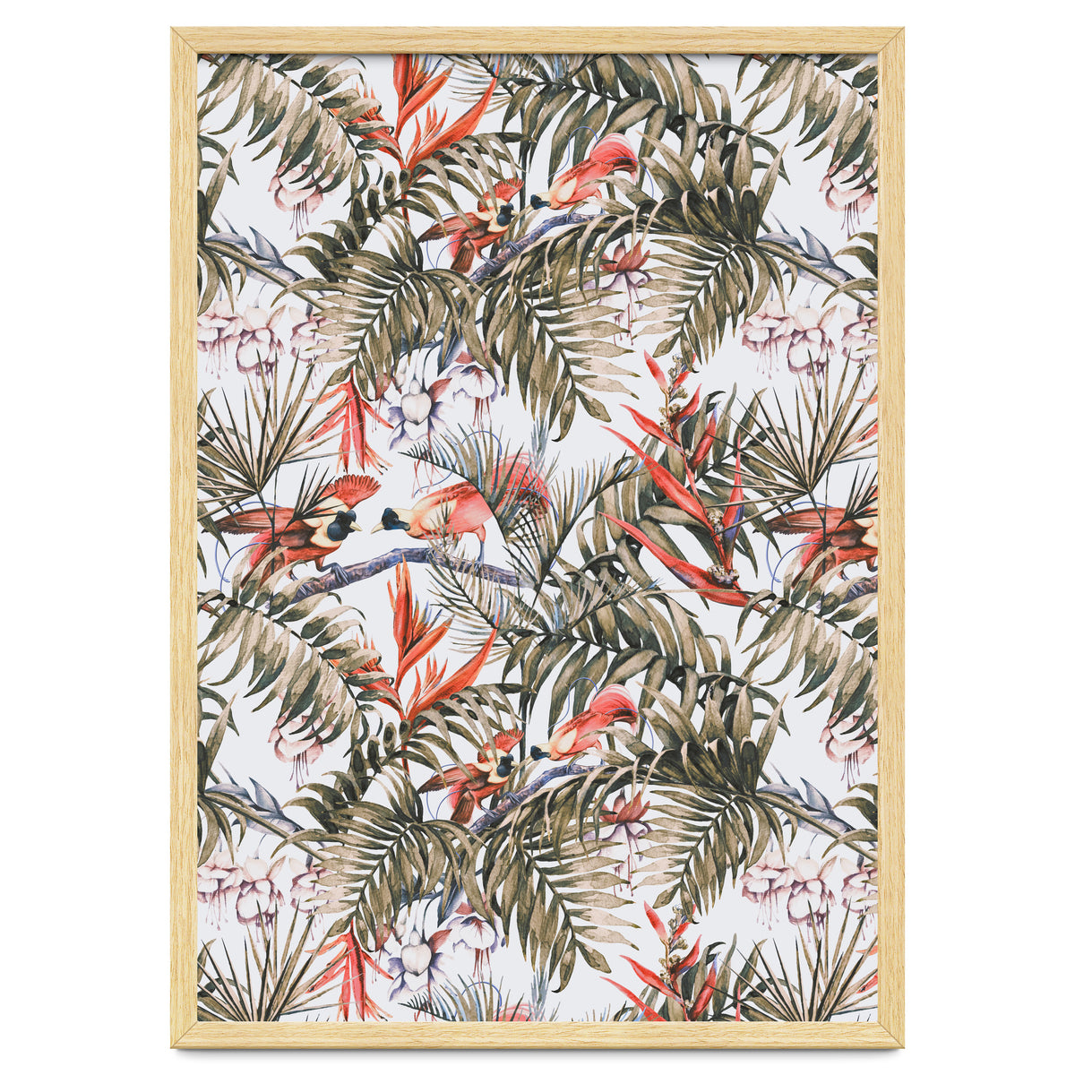 Exotic birds in the jungle paradise