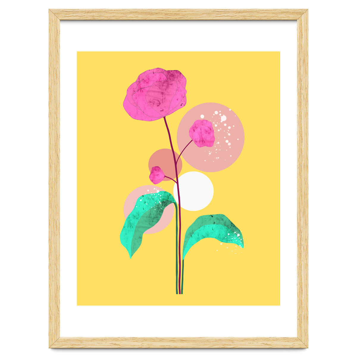 The Rare Bloom, Abstract Nature Floral Graphic, Eclectic Bohemian Modern, Pop of Color Illustration