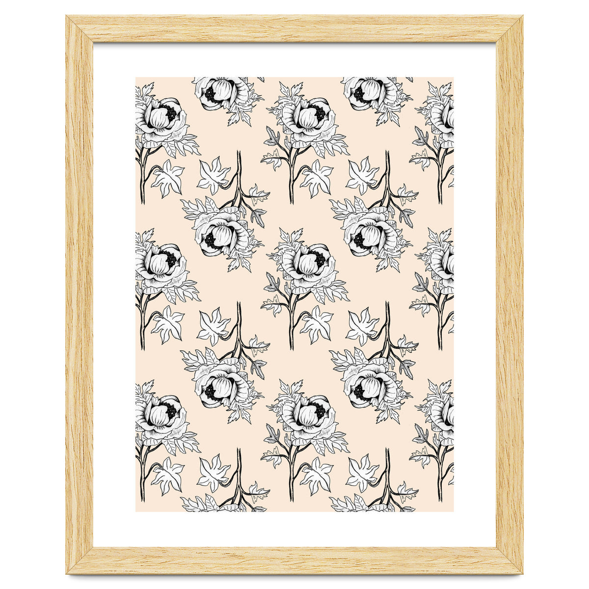 Drawing pattern of roses to pencil on beige