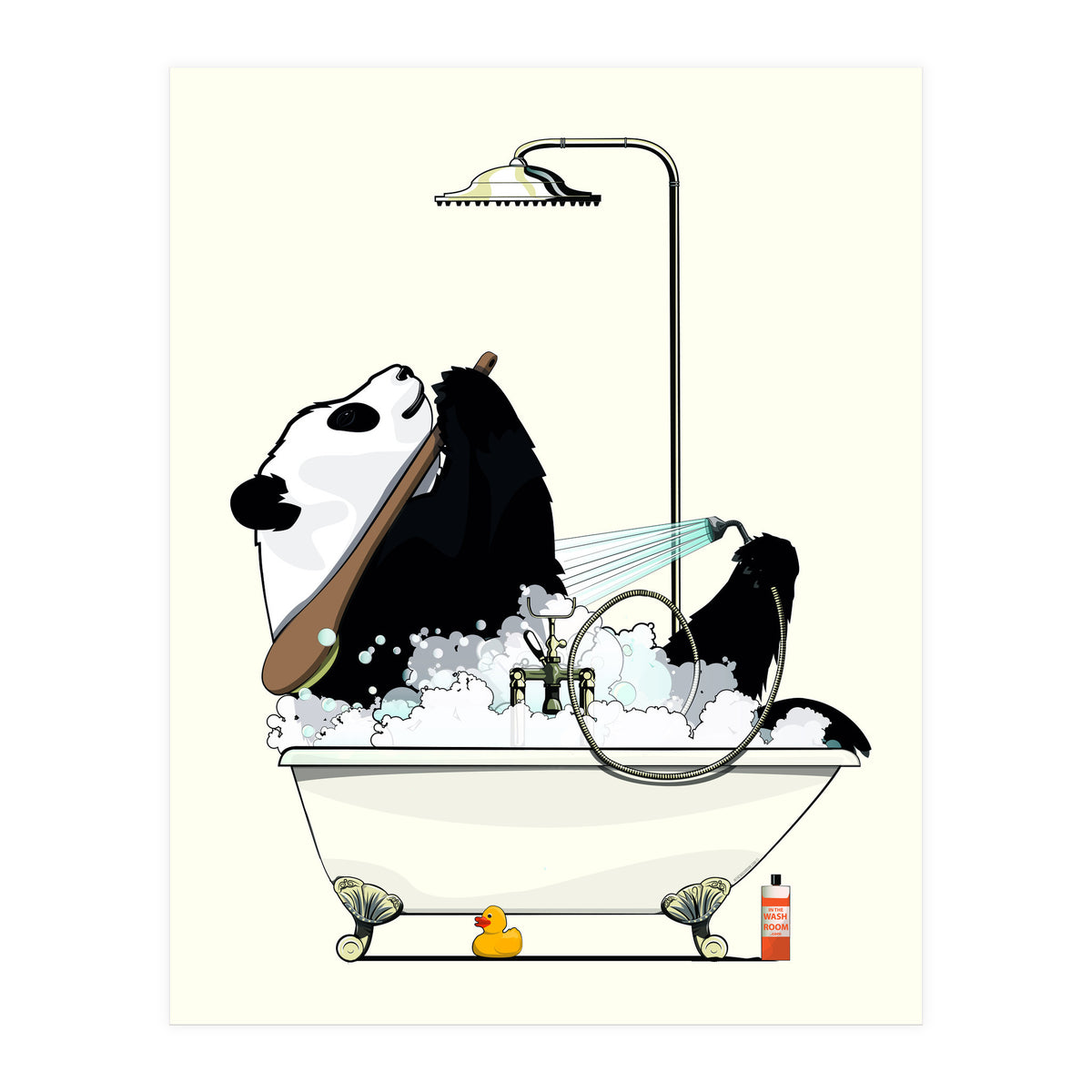Giant Panda Bear in the Bath, funny bathroom humour (Print Only)