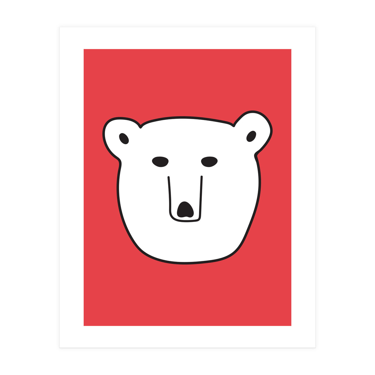 Polar Bear Portrait On a Red Background (Print Only)