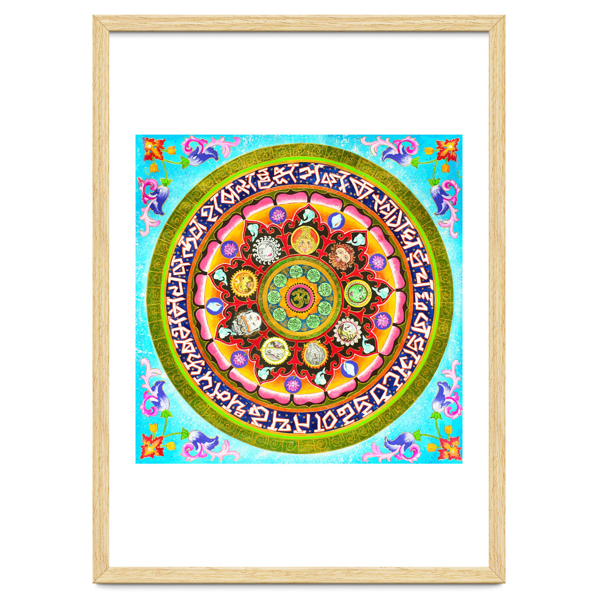Chakra Mandala, Ayurveda Yoga Aum, Eclectic Colorful Bohemian Sun Sign Moon Sign Zodiac Astrology