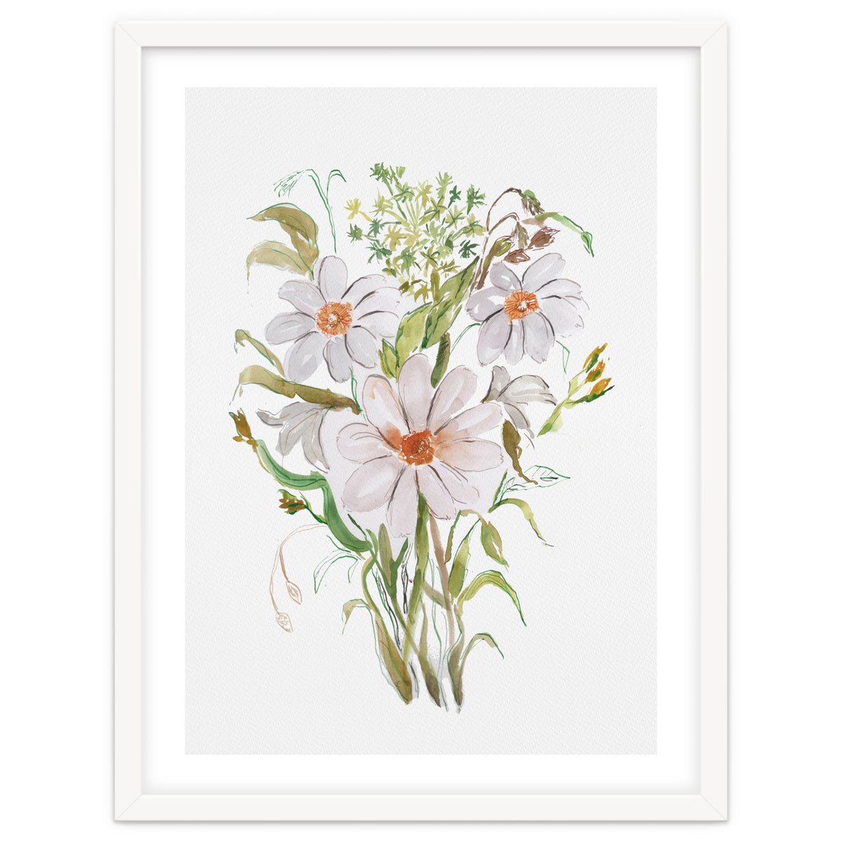 Watercolor White Florals