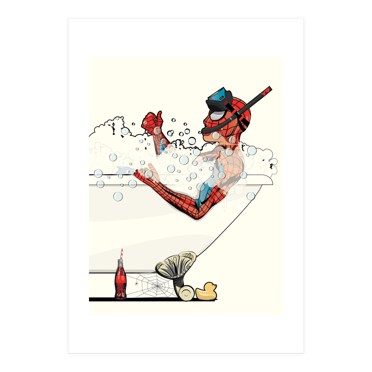 Spiderman in the Bath, funny Bathroom Humour (Print Only)